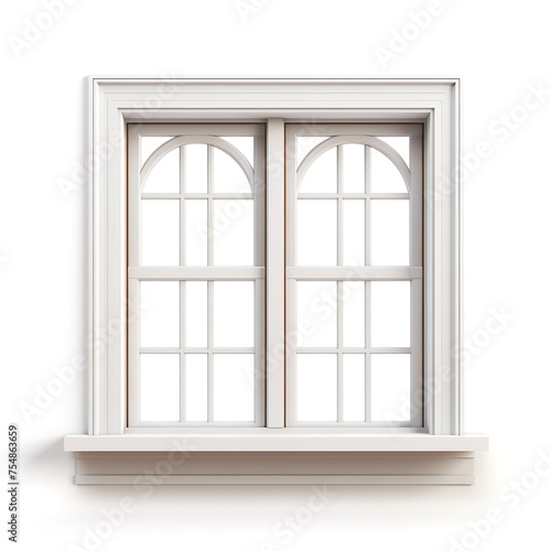 White classic window on a white background.