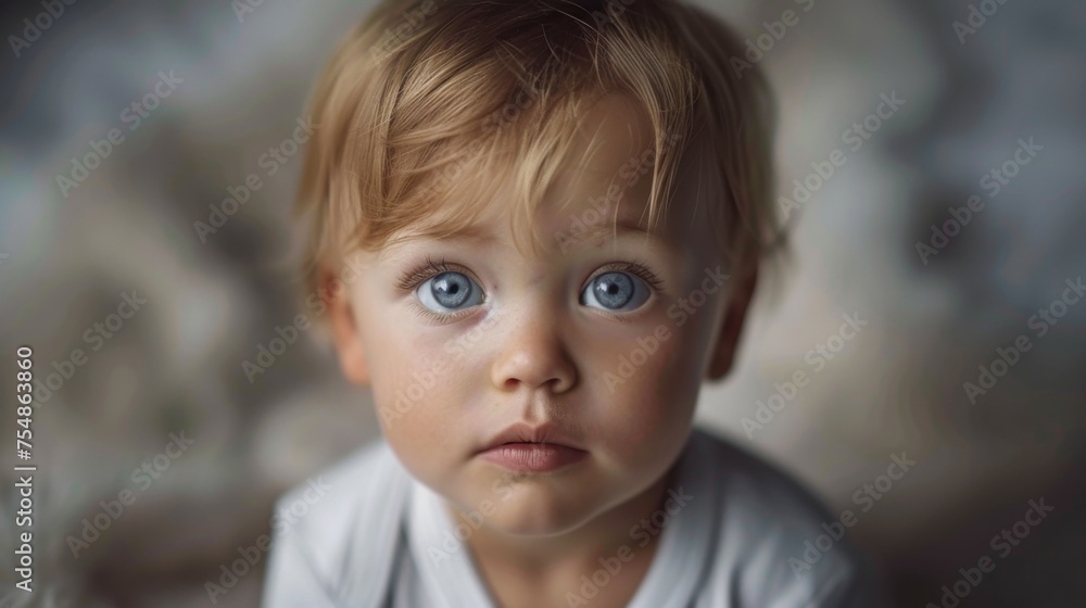 A multiracial little boy with striking blue eyes is gazing directly at the camera A multiracial little boy with striking blue eyes is gazing directly at the camera