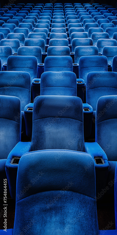 Obraz premium Kino mit Sitzen und Bühne im schönen blauen Licht