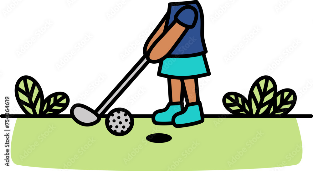 Man Woman Body Only With Golf Stick in SVG Vector Man Woman Body Only With Golf Stick in SVG Vector