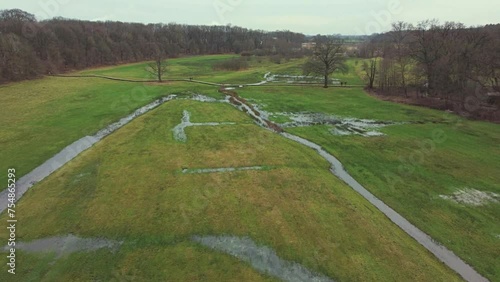 Drone view over Dutch swamp photo