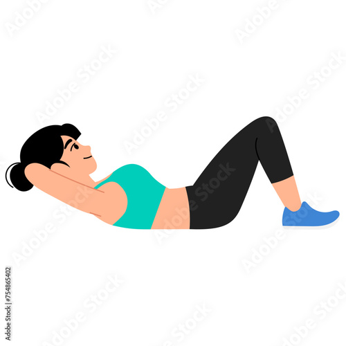 woman doing crunch workout illustration