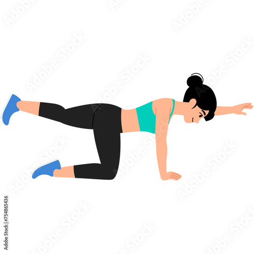 woman doing bird dog workout illustration