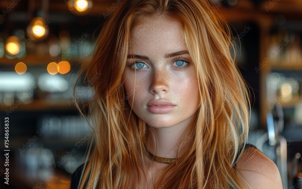 A multiracial woman with striking blue eyes and flowing blonde hair A multiracial woman with striking blue eyes and flowing blonde hair