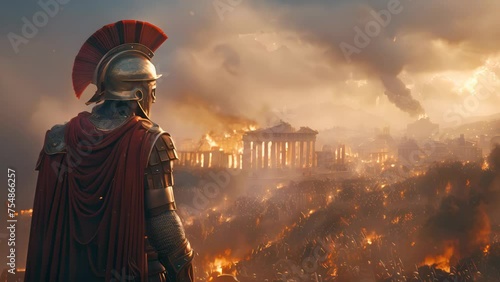 4K HD video clips Sparta led a force of warriors against the warrior forces of Thebes, which supported Athens, in the Battle of Leuctra. photo