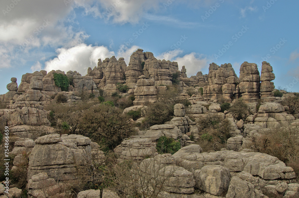 Paisajes rocosos del parque natural del Torcal en Antequera Máñaga