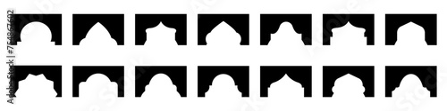 Set of Islamic border, header, divider, separator shapes vector illustration