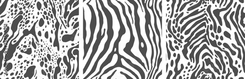 Set of zebra skin pattern, seamless textures for design and print.