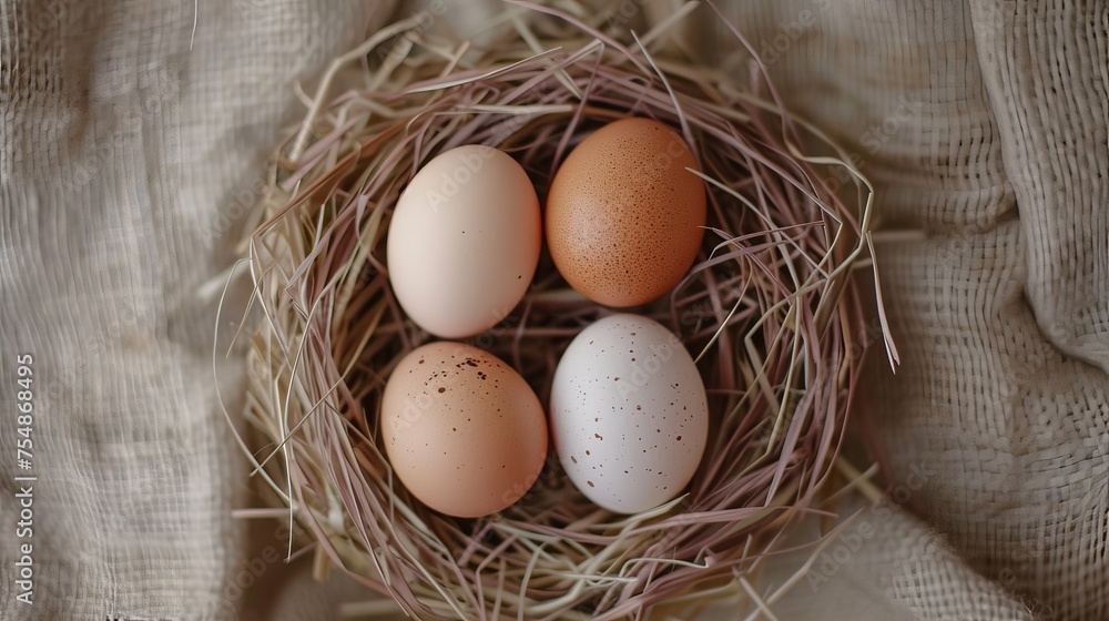 Top view of chicken eggs from an organic farm. Easter background Top view of chicken eggs from an organic farm. Easter background
