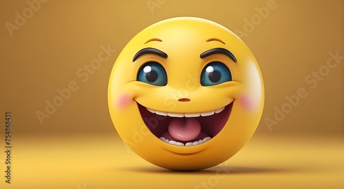 smile emoji with yellow color ,open mouth and bright eyes