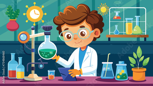 Young Scientist Conducting Experiment in Laboratory