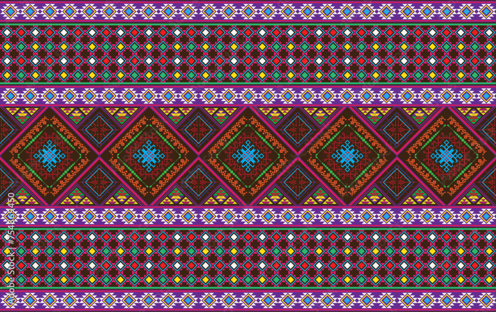 Ethnic monochrome seamless pattern. Background with Aztec geometric patterns. Print with a tribal theme. Fabric from the Navajo people. Abstract wallpaper in a modern style. Illustration in vector 