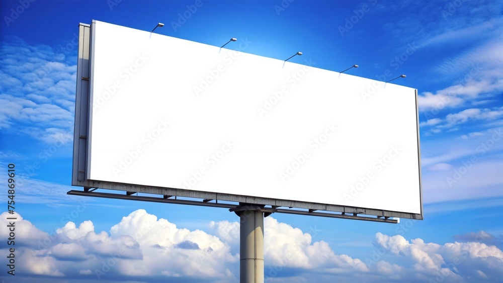 Fototapeta premium Large Billboard Mockup on a Captivating Blue Sky
