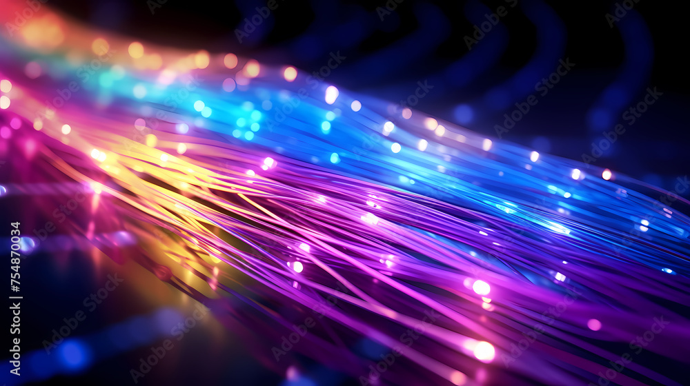 Obraz premium Colorful abstract background representing fiber optics and communication over the internet concept