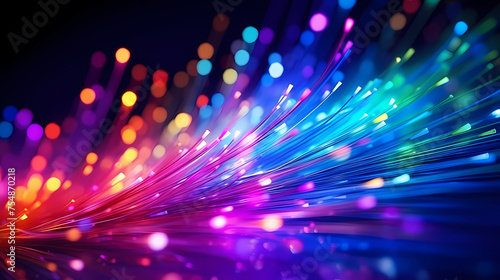 Colorful abstract background representing fiber optics and communication over the internet concept