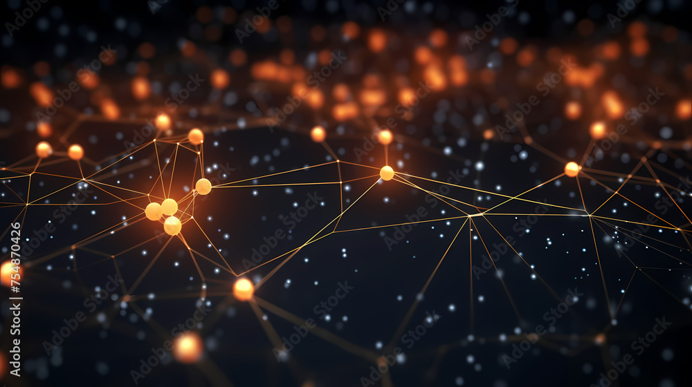 Fototapeta premium Dark background with polygonal connections, network connection concept