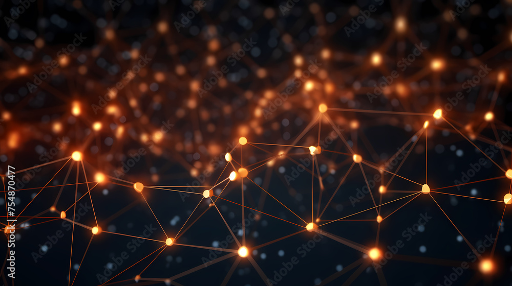 Fototapeta premium Dark background with polygonal connections, network connection concept