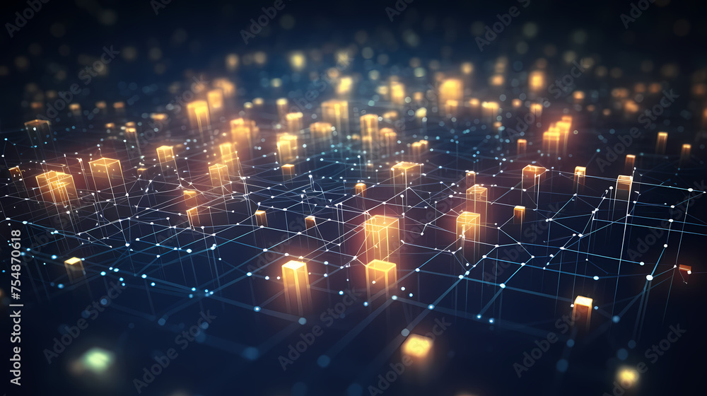 Dark background with polygonal connections, network connection concept Dark background with polygonal connections, network connection concept