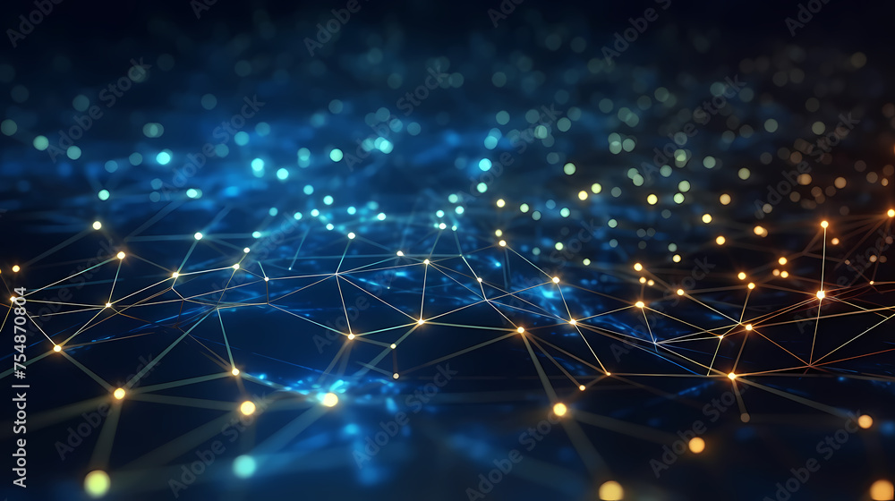 Dark background with polygonal connections, network connection concept Dark background with polygonal connections, network connection concept