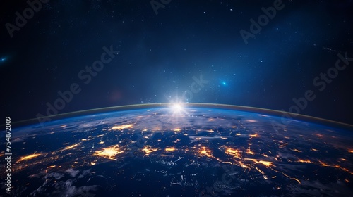The Earth at night. Wall art that is abstract. Earth s city lights.