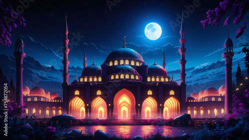 A Beautiful Mosque Ramadan Kareem Background Islamic Calendar Observed Greeting Car By Muslims Around World Islamic Wallpaper Background