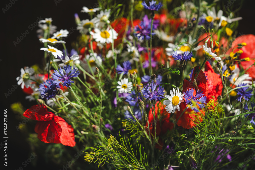 Bouquet of wild natural flowers, Floral home or garden decoration, detail of flowers Bouquet of wild natural flowers, Floral home or garden decoration, detail of flowers