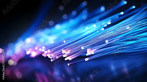 Close-up macro photography of colorful fiber optics on scene