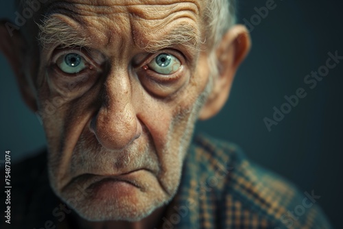 Elderly Gentleman Pensive Look Studio Shot