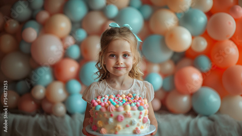Zuckersüße Geburtstagsfreuden: Entzückendes Mädchen umgeben von einem Meer aus Cupcakes