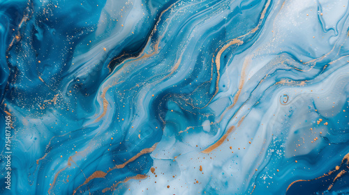 Vibrant Marble Ink: A Captivating Blue Marble Pattern Texture with Abstract Background, Perfect for Wallpapers and Designs