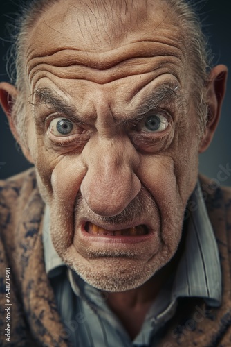 Senior Man Expressive Wrinkled Face © grape_vein