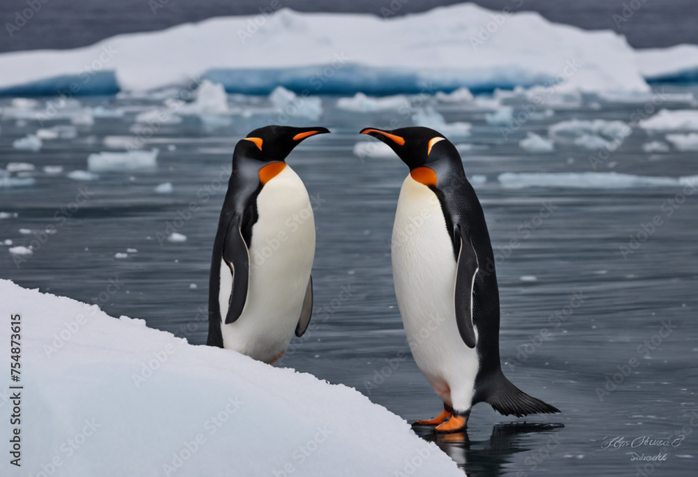 Fototapeta premium Antarctic Penguins Masters of the Ice and Sea