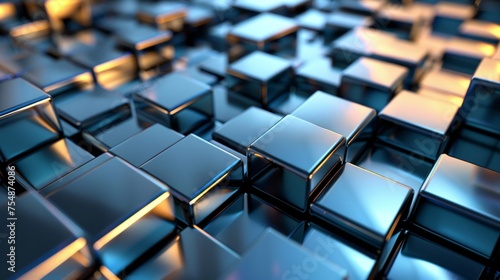 Abstract high-tech background  3d illustration with abstract high-tech background with metal square blocks