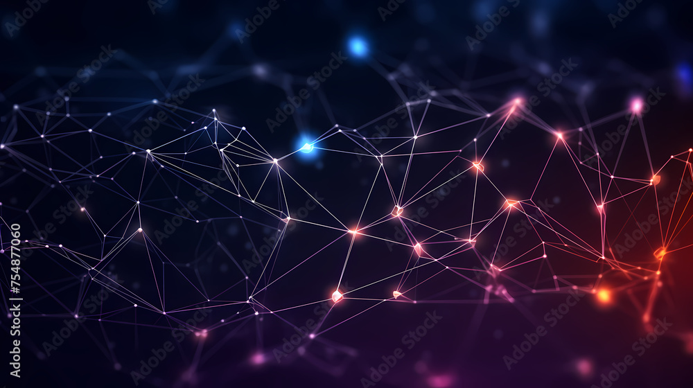 Cyberspace connection, abstract digital network on the background of futuristic particles and data technology