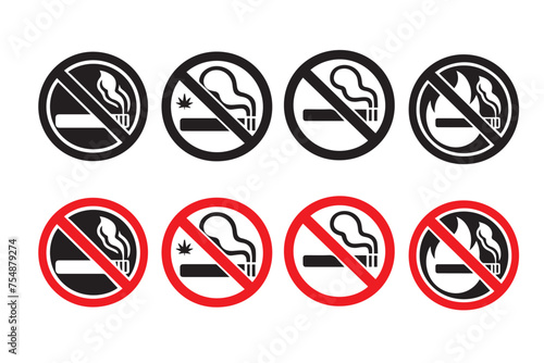 no smoking sign set vector