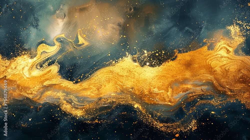 Abstract Golden Swirls and Textures Artistic Background - Luxurious Fluid Gold Pattern for Creative Design Projects