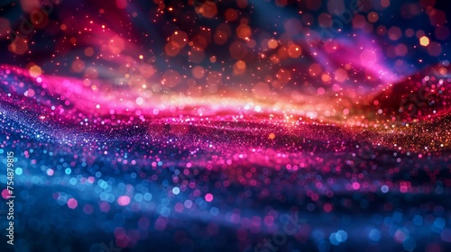 Vibrant Abstract Background of Shimmering Particles and Dynamic Waves of Colorful Light in High Resolution © pisan