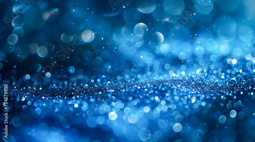 Abstract Shimmering Blue Bokeh Background with Glittering Particles for Elegant Design