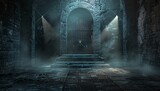 Gothic Doorway in a Dark Castle A Hauntingly Beautiful Scene for Halloween Generative AI