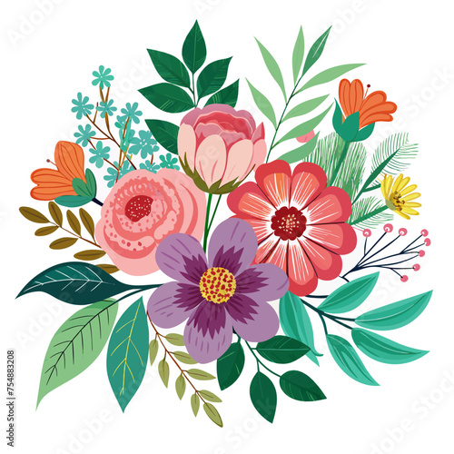 Floral template, real flower ,white background