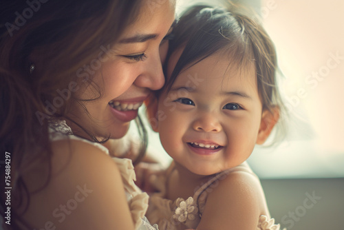 Portrait of mom and smile daughter