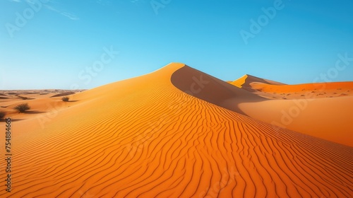 Sweeping Orange Sand Dunes Under Blue Sky