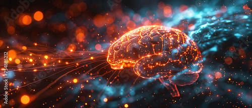Glowing Neural Network Brain Visualization