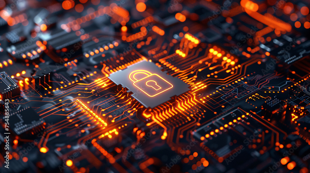 Microchip with Secure Padlock Icon Circuitry Microchip with Secure Padlock Icon Circuitry
