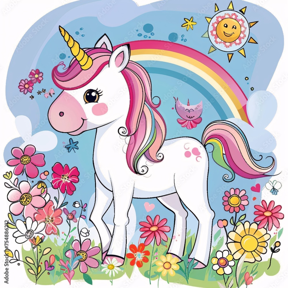 Fototapeta premium Unicorns and Rainbows A Magical Monthly Event Generative AI