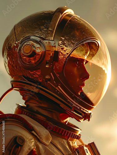 Astronaut Mars Helmet Macro Portrait Shot with Generative AI Technology