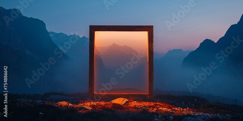Framed by the Mountains A Stunning Sunset View Generative AI
