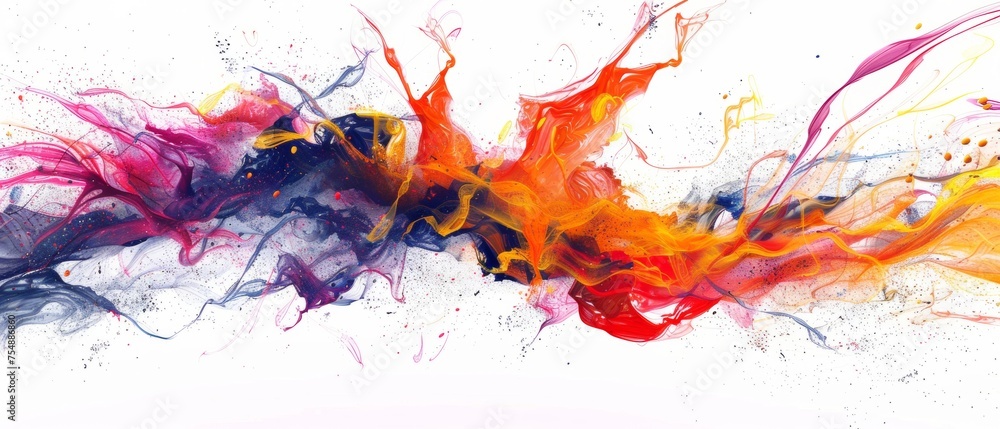 Multi colour powder explosion on white background. Launched colourful dust particles splashing. Multi colour powder explosion on white background. Launched colourful dust particles splashing.
