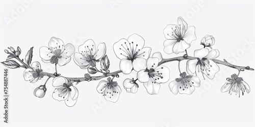 Blooming Branches A Cherry Blossom Illustration for the Month of April Generative AI