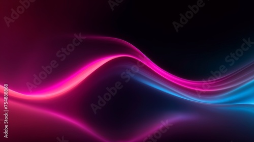 Blue and pink abstract waves gently move in a serene dance over dark 